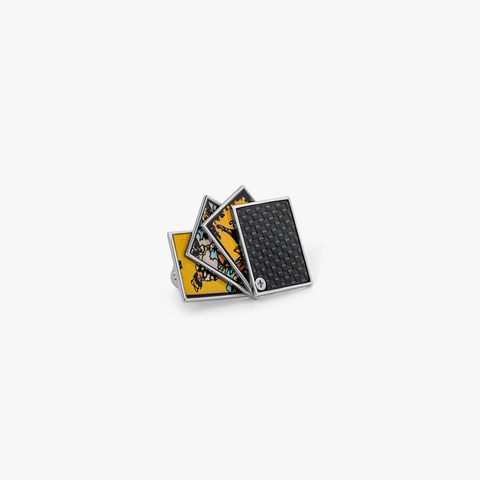 Tarot Card Pin In Palladium Plated With Black Carbon Fibre