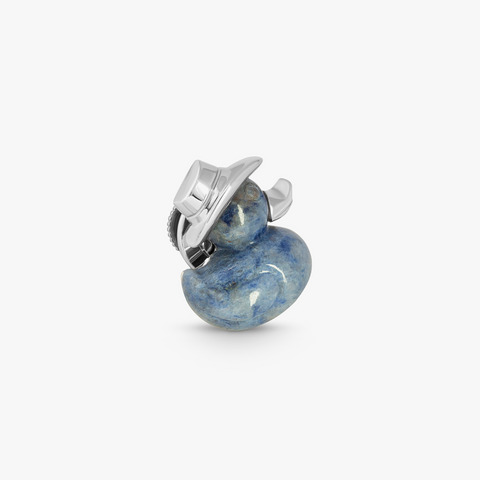 Rodeo Duck Pin In Rhodium Silver With Sodalite