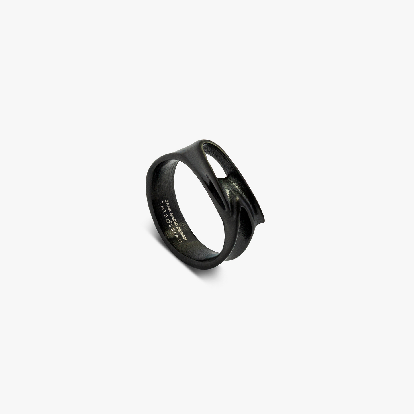 ZAHA HADID DESIGN Black IP stainless steel Tyne ring