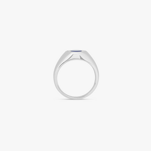 Signature Lock ring with blue lapis in rhodium plated silver (UK) 2