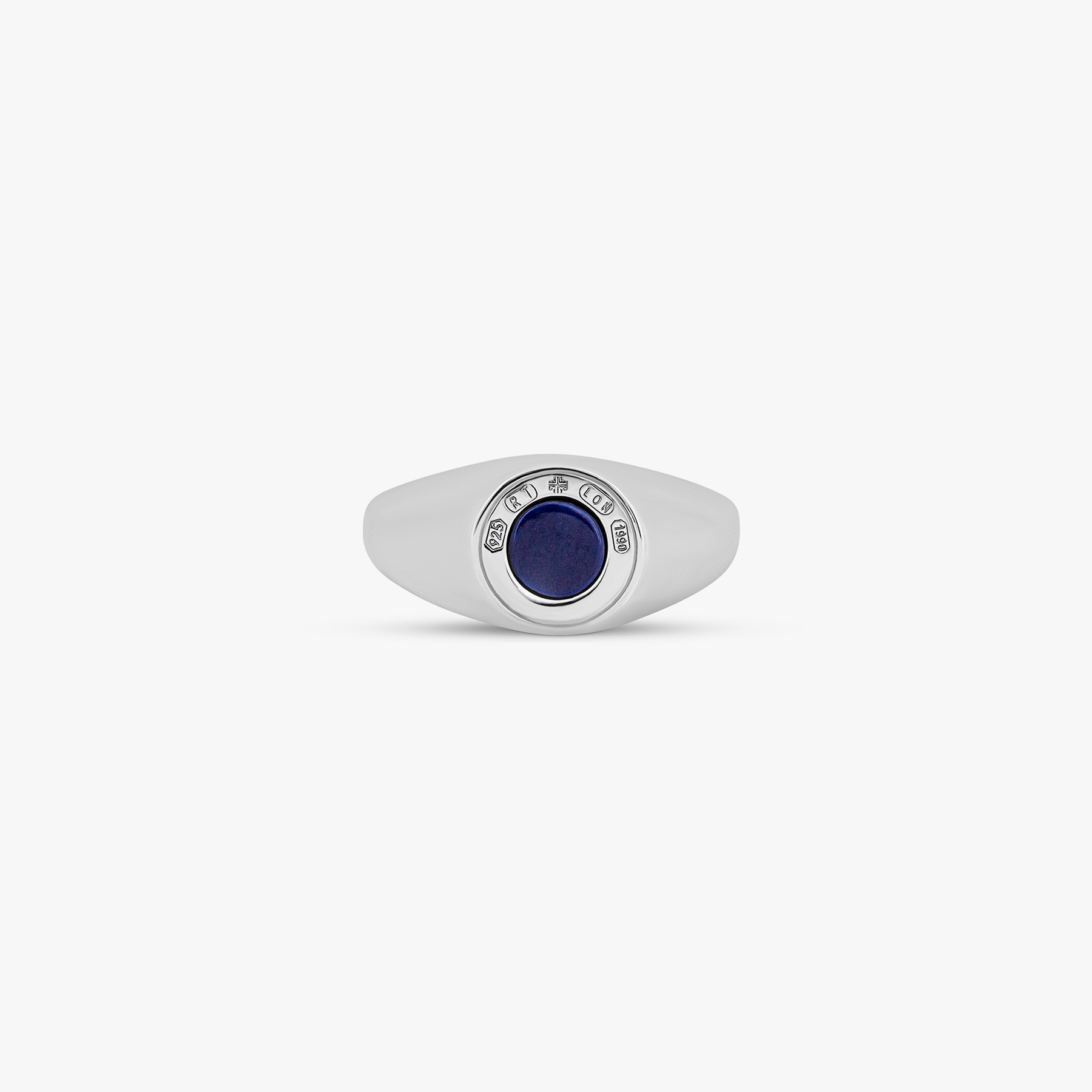 Signature Lock ring with blue lapis in rhodium plated silver (UK) 3