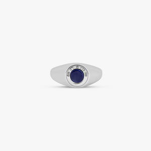 Signature Lock ring with blue lapis in rhodium plated silver (UK) 3