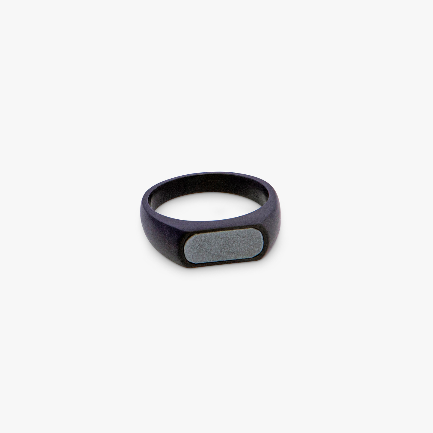 Black IP stainless steel RT Signet ring with hematite