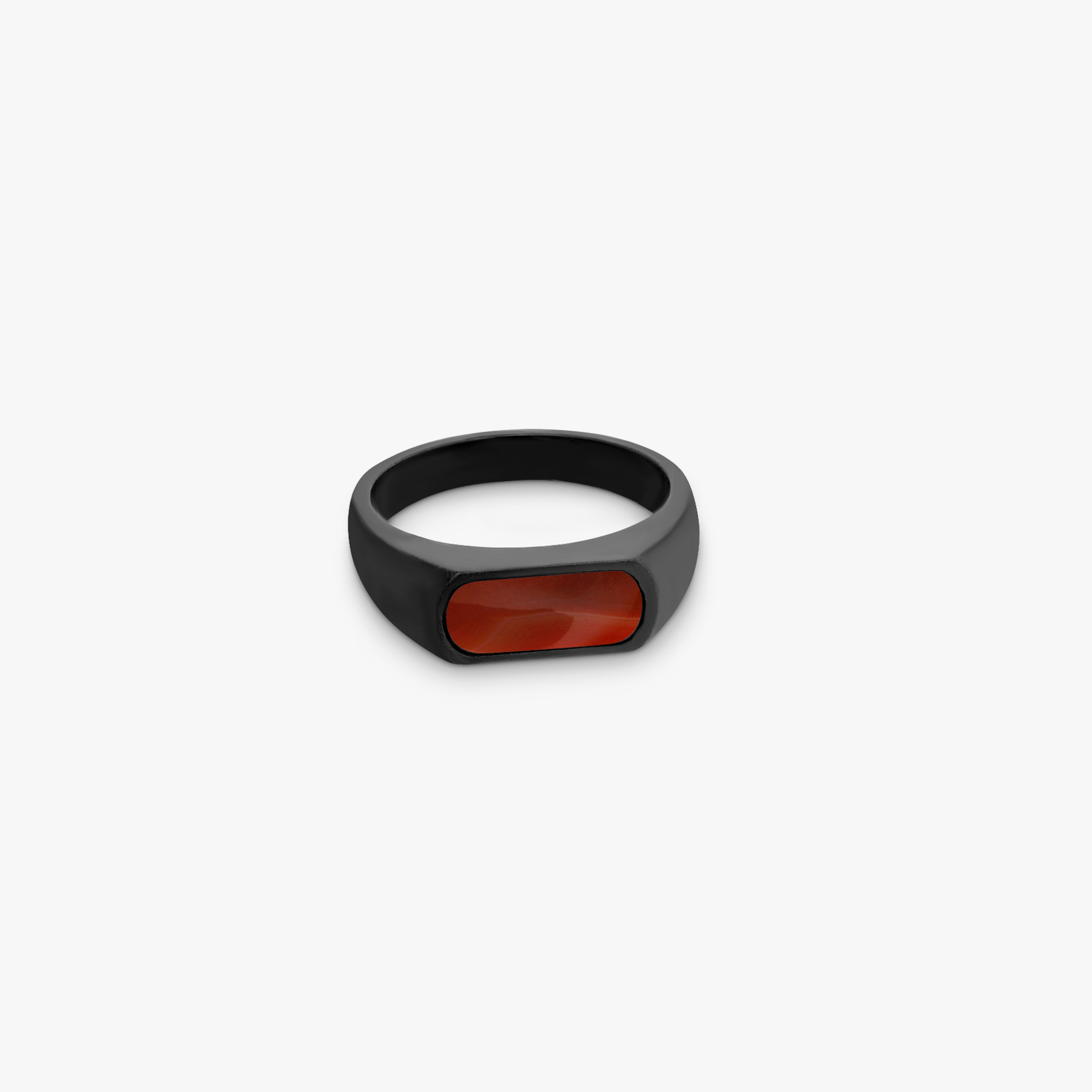Black IP stainless steel RT Signet ring with carnelian