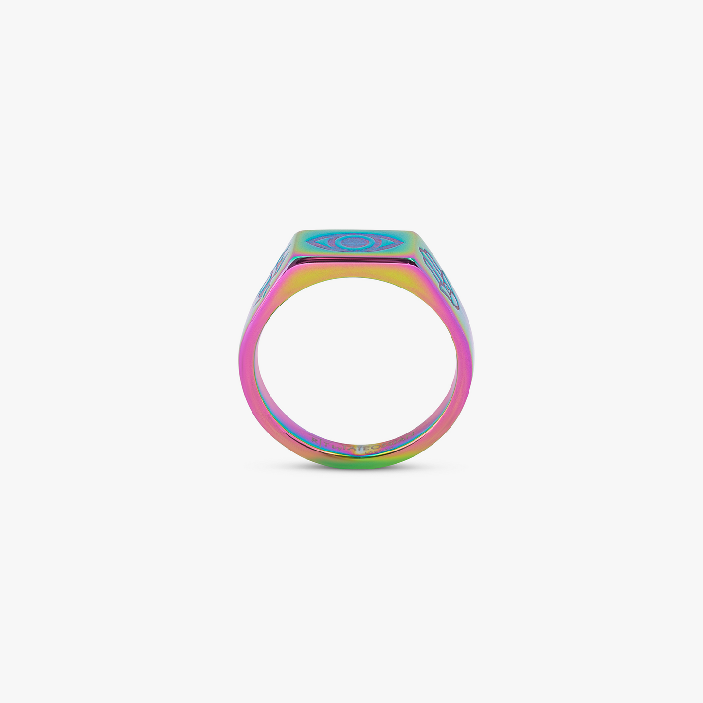 IP Iridescent plated stainless steel Kaleidoscope Amulet ring