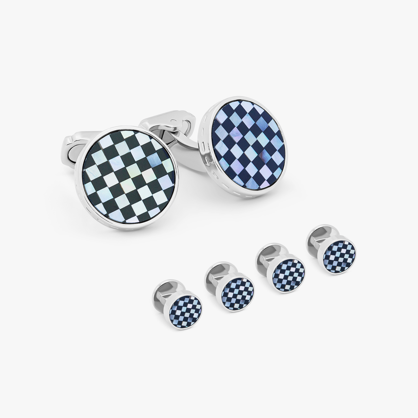 Thompson Black White Bronze Plated Shirt Studs