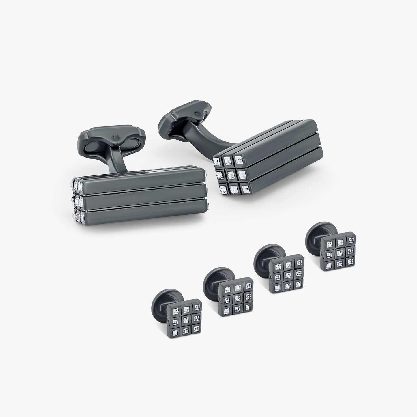 Thompson Black Gunmetal Plated Shirt Studs    