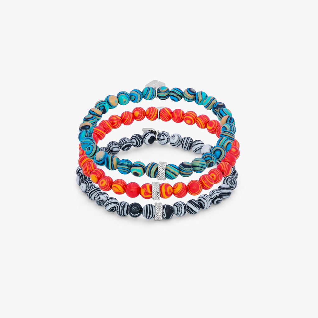 Thompson Multi-Colour Gunmetal Plated Calsilica Trio Bracelet  