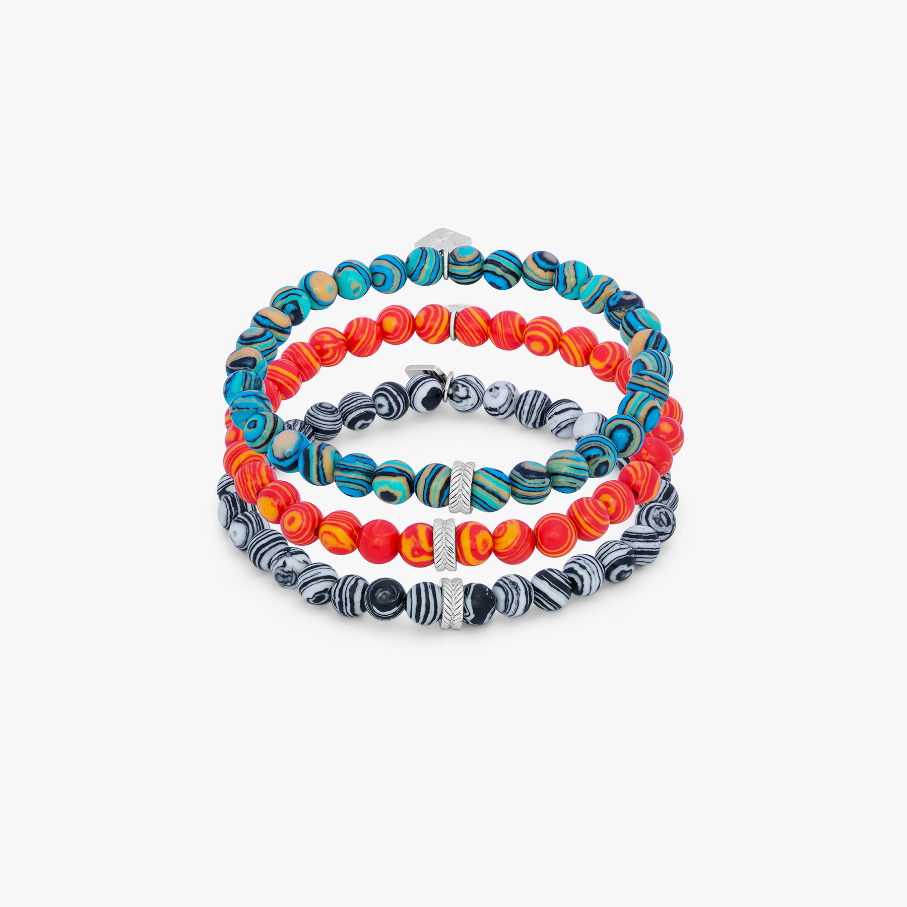 Thompson Multi-Colour Gunmetal Plated Calsilica Trio Bracelet  