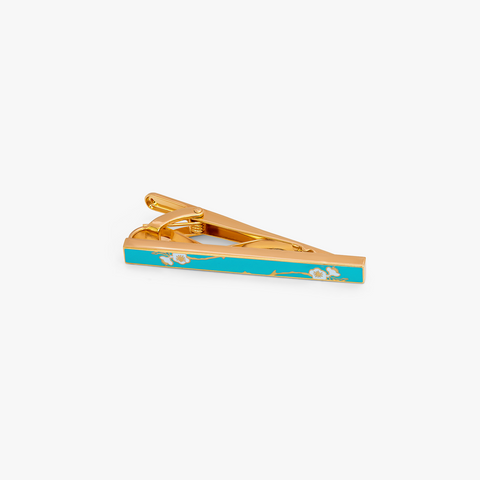 Thompson Turquoise Yellow Gold Plated Blossom Tie Clip
