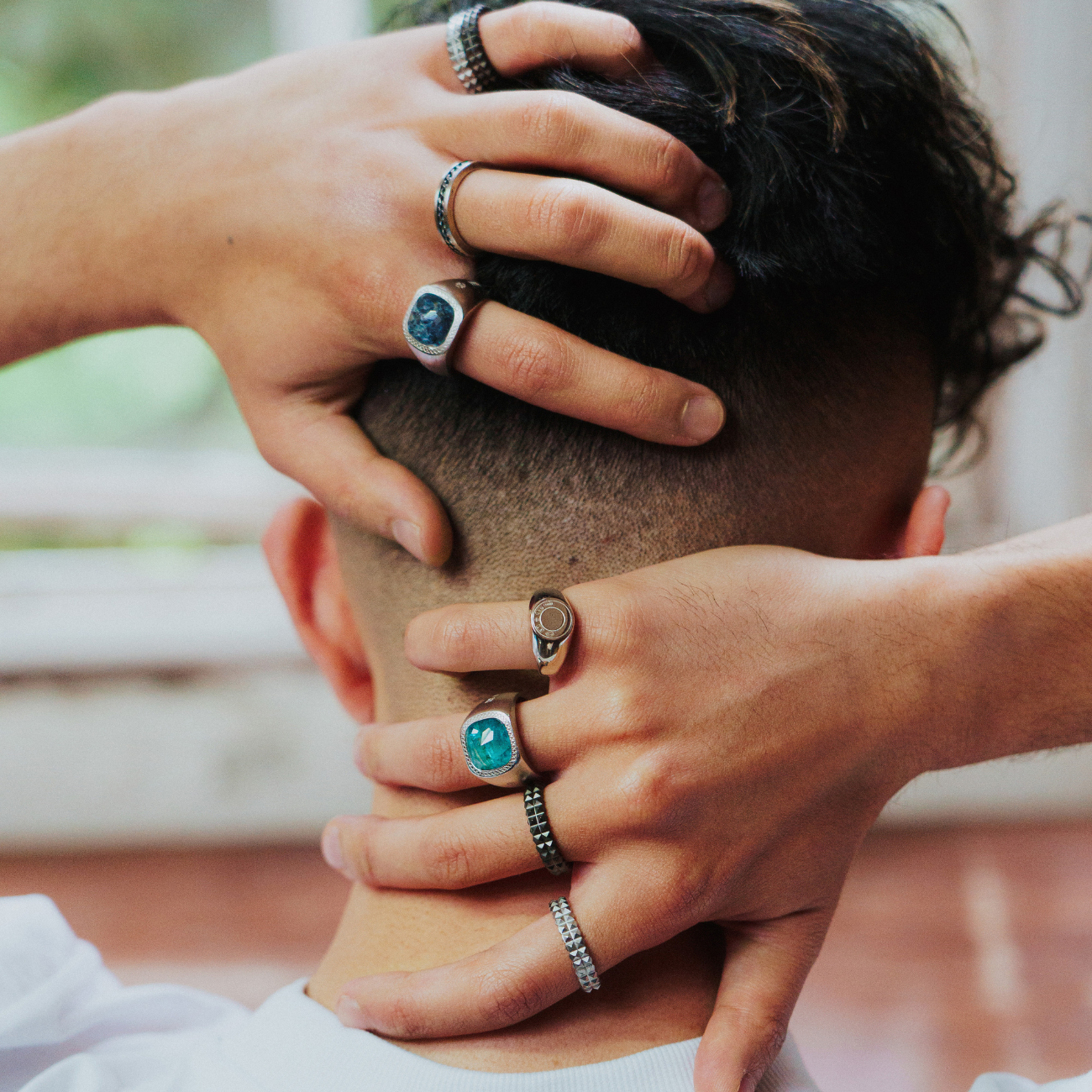 Signature Lock ring in rhodium plated silver