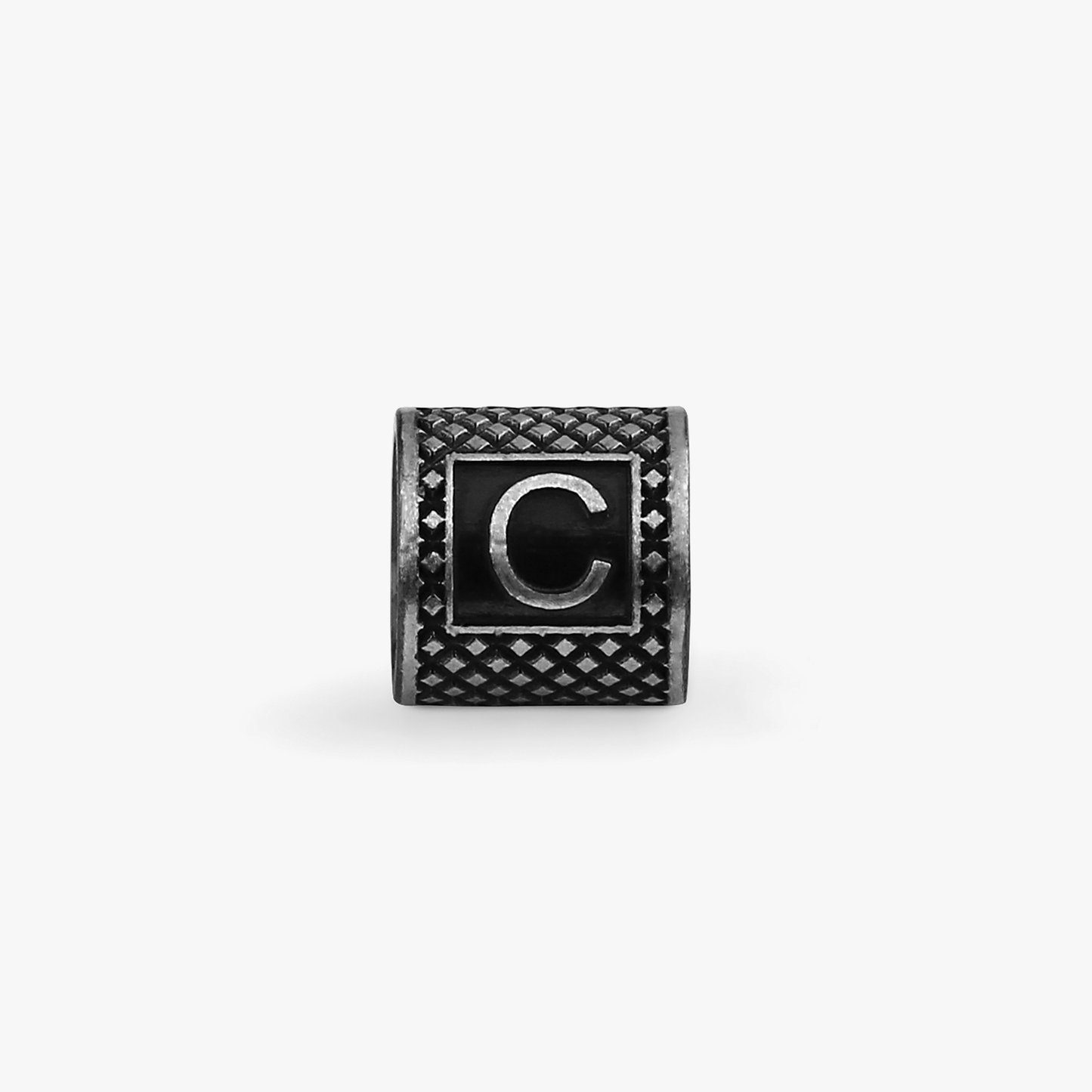 Lucky Me Initial C Charm In Black Rhodium Plated Silver