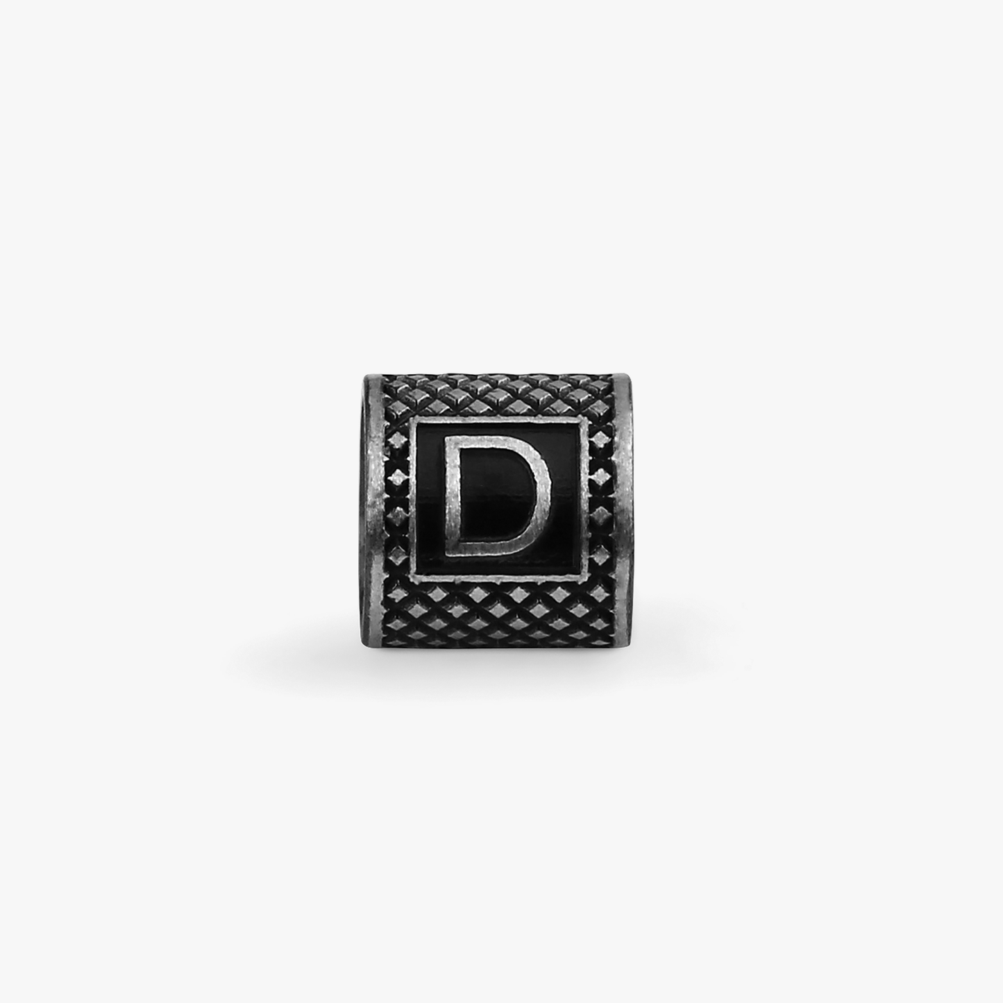 Lucky Me Initial D Charm In Black Rhodium Plated Silver