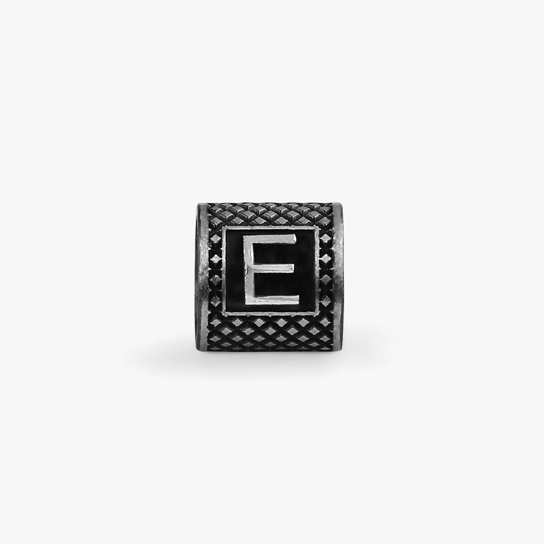 Lucky Me Initial E Charm Rhodium Plated Silver