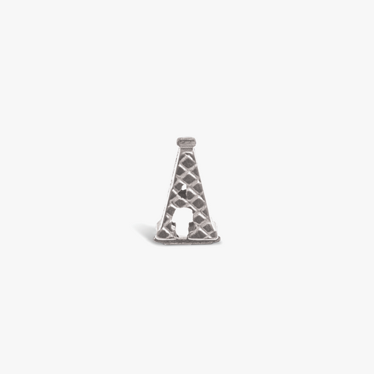 Letter A Grapheme Charm in Rhodium Plated Stainless Steel