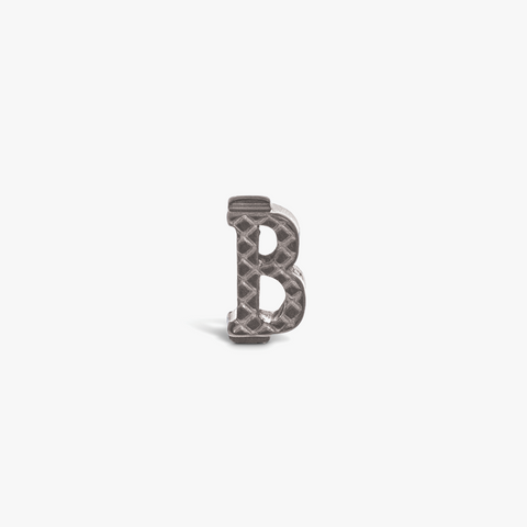 Letter B Grapheme Charm in Rhodium Plated Stainless Steel