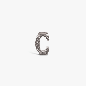 Letter C Grapheme Charm in Rhodium Plated Stainless Steel