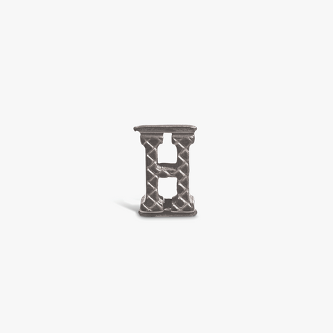 Letter H Grapheme Charm in Rhodium Plated Stainless Steel