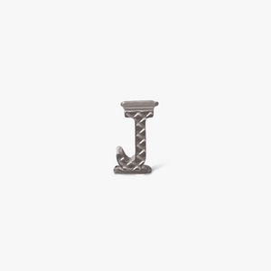 Letter J Grapheme Charm in Rhodium Plated Stainless Steel