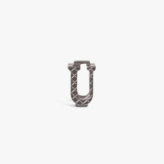 Letter U Grapheme Charm in Rhodium Plated Stainless Steel