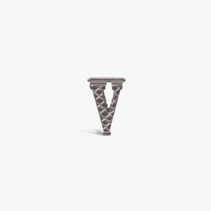 Letter V Grapheme Charm in Rhodium Plated Stainless Steel