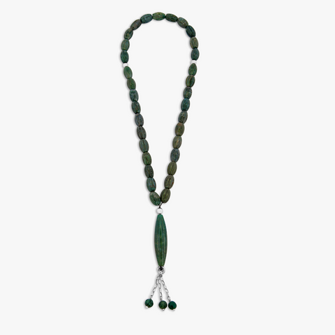 Green Sterling Silver New Ellipse Scalloped Worry Beads