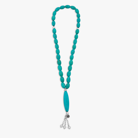 Worry Beads In Blue Rhodium Plated Silver