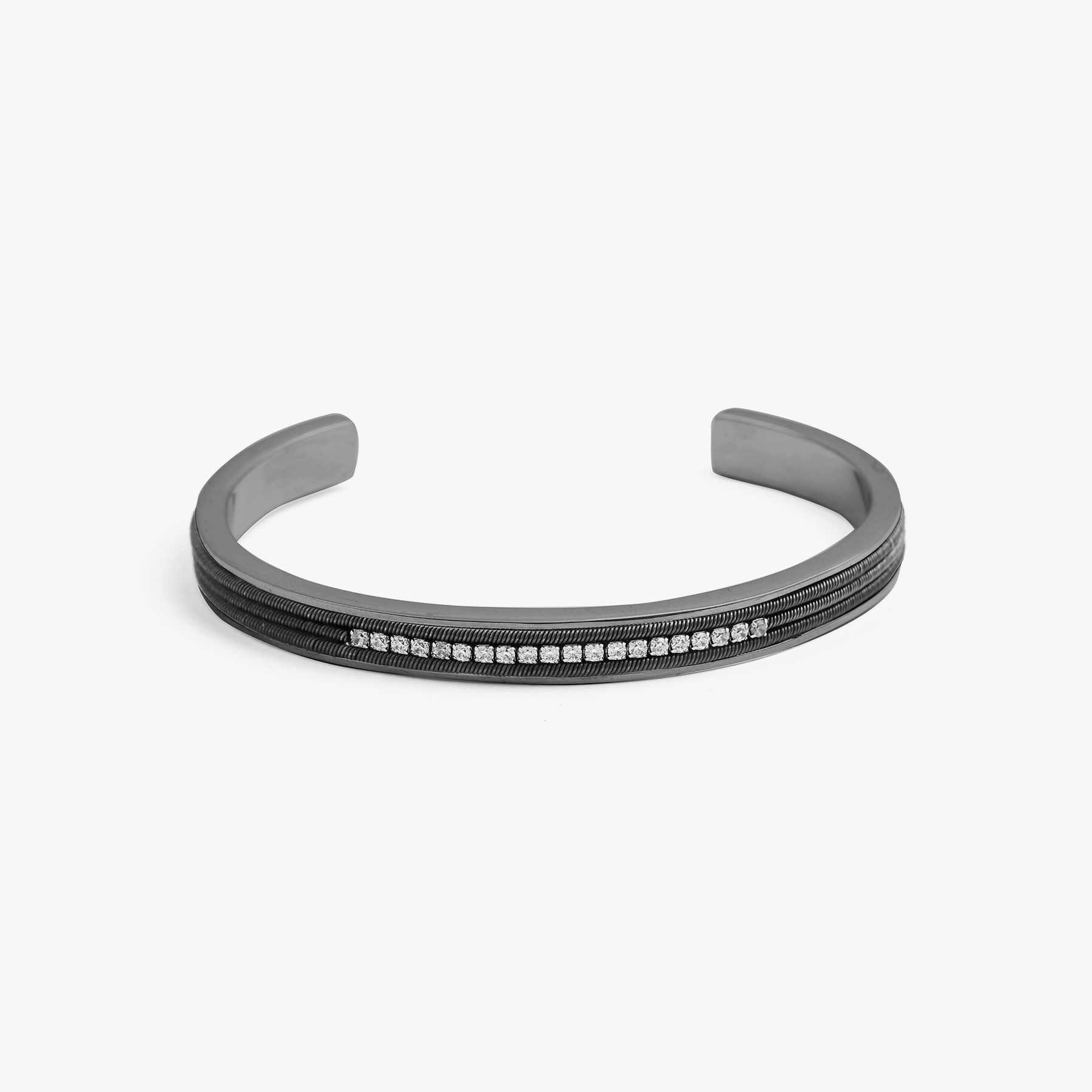 Capri Silver Bangle with White Cubic Zirconia