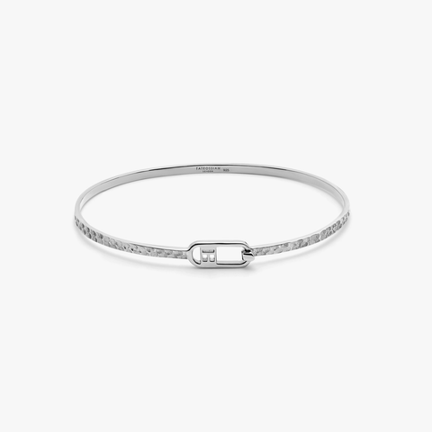 T-bangle in hammered sterling silver (UK) 1