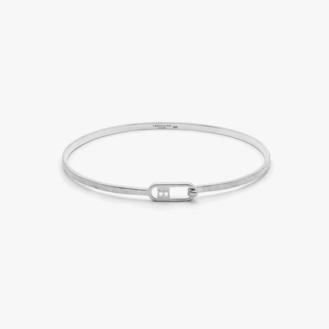 T-bangle in brushed sterling silver (UK) 1