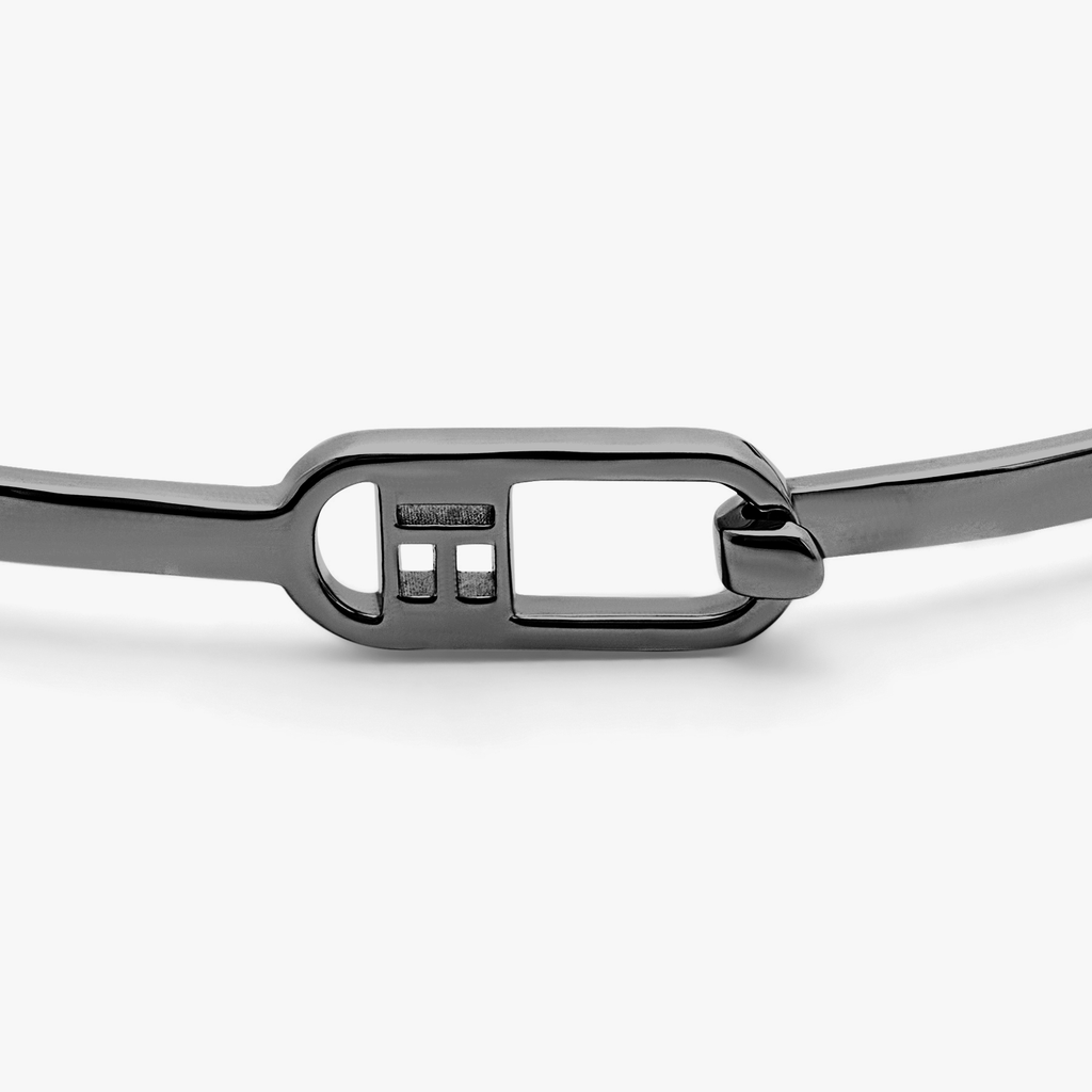 T-bangle in polished black rhodium plated sterling silver (UK) 2