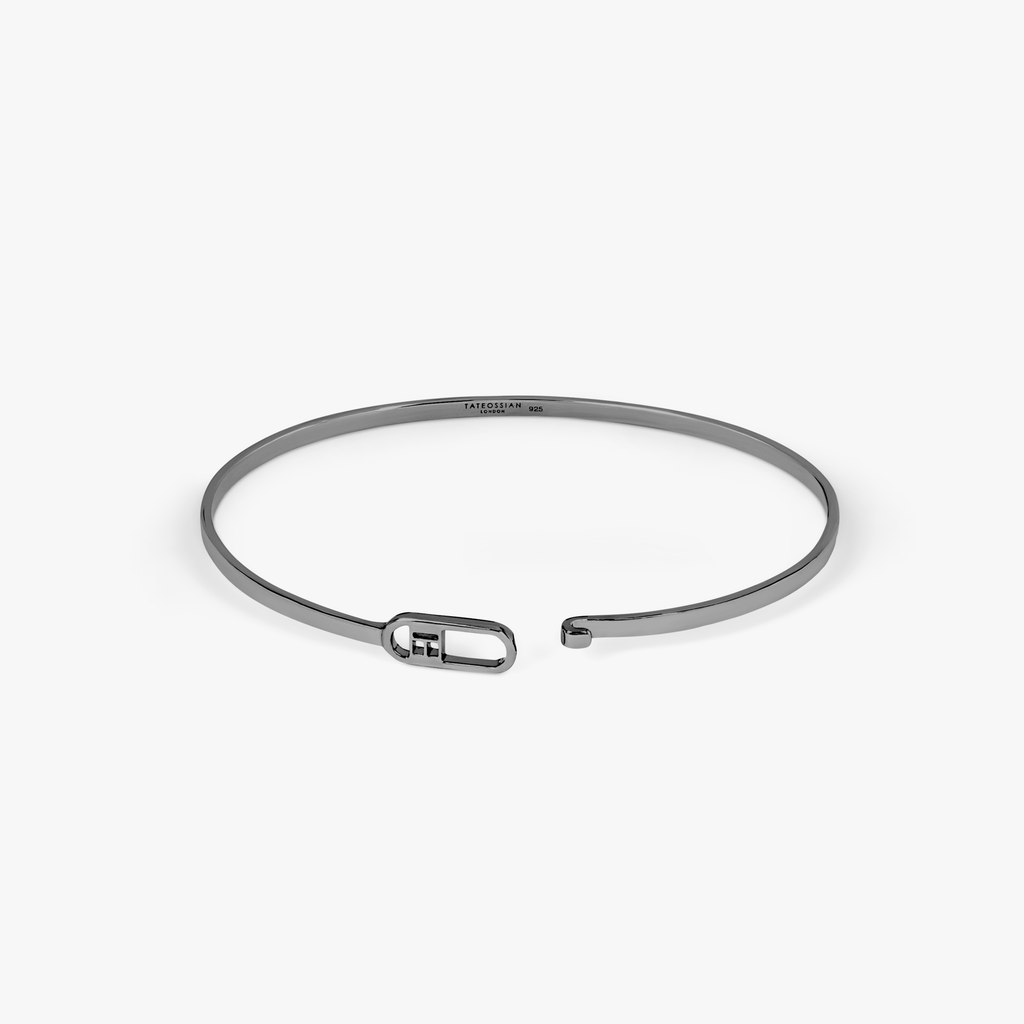 T-bangle in polished black rhodium plated sterling silver (UK) 3