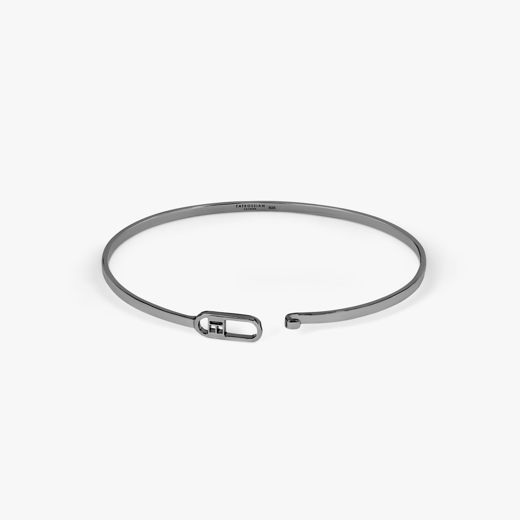 T-bangle in polished black rhodium plated sterling silver (UK) 3