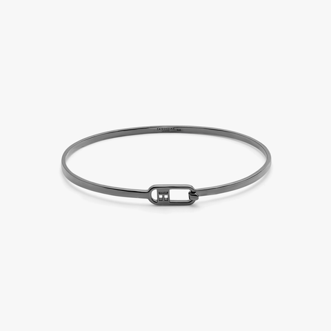 T-bangle in polished black rhodium plated sterling silver (UK) 1