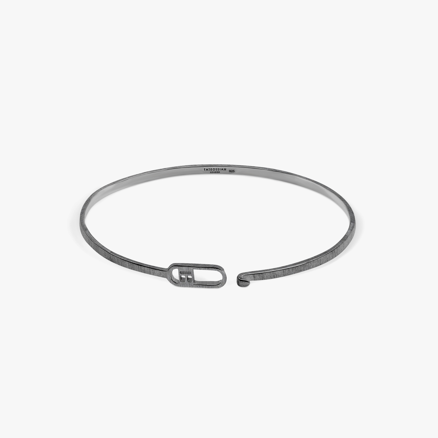 T-bangle in brushed black rhodium plated sterling silver (UK) 3