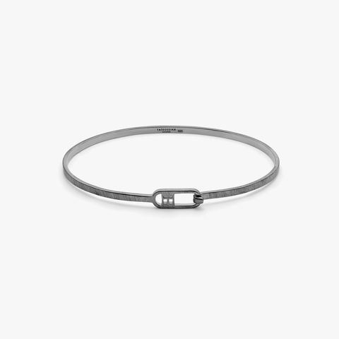 T-bangle in brushed black rhodium plated sterling silver (UK) 1