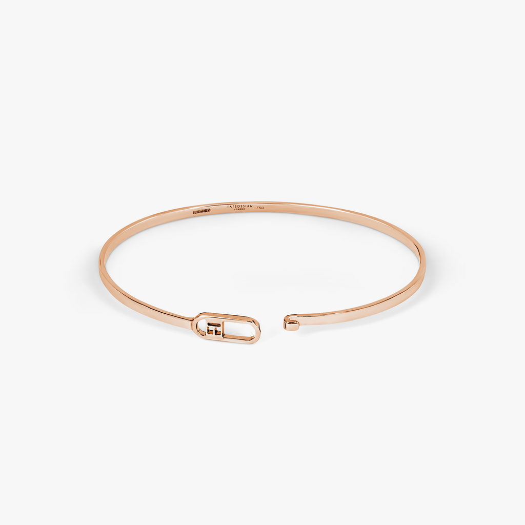 T Bangle in Polished Finish with 18K Rose Gold – Tateossian