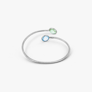 9k satin white gold bangle with topaz and green amethyst (UK) 2