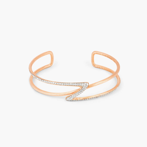 ZAHA HADID DESIGN Apex bangle in rose gold plated sterling silver with white diamonds
