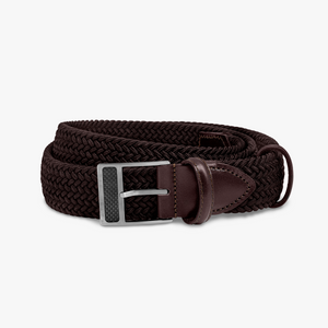 T-Buckle belt in brown rayon leather (UK) 1