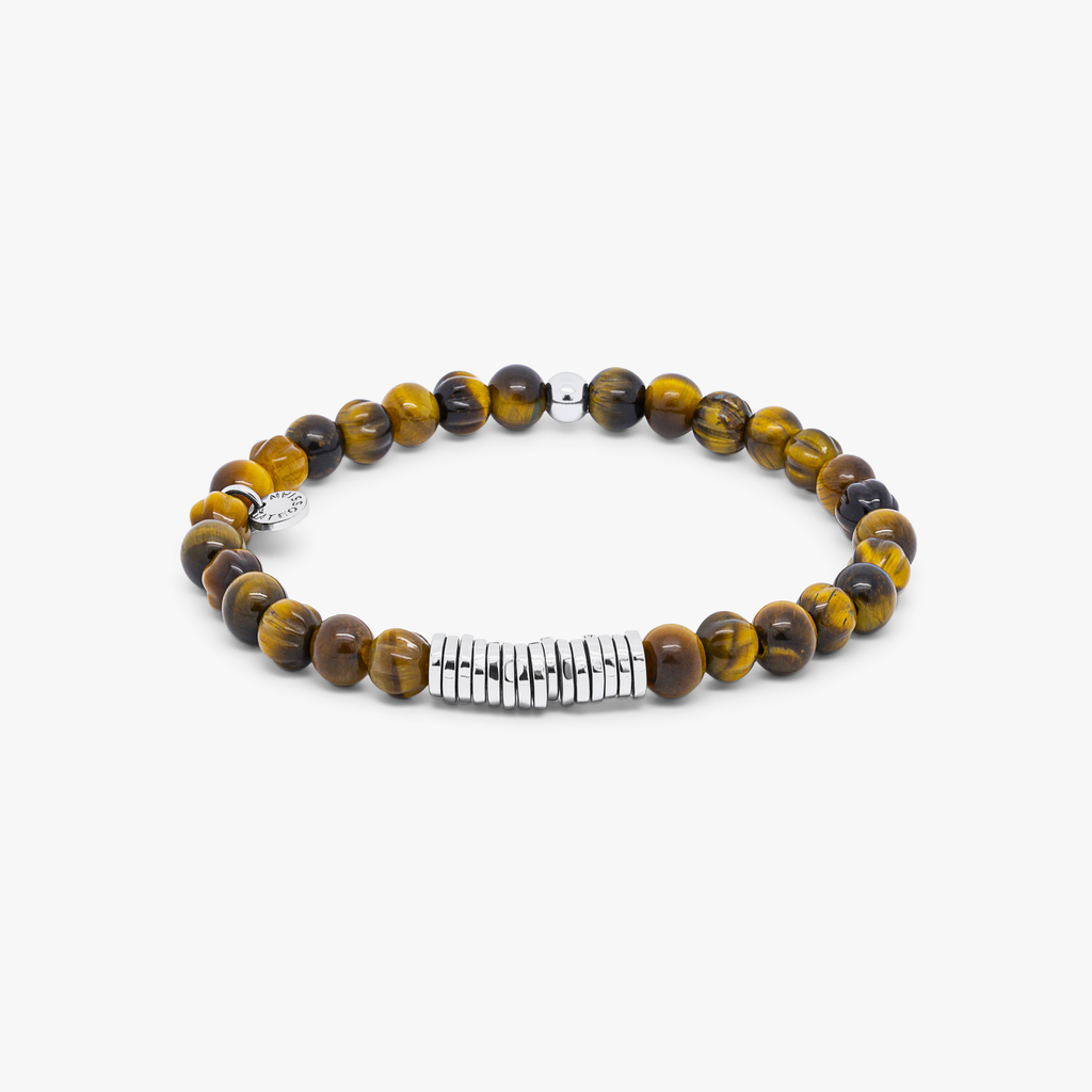 Classic Discs Beaded Bracelet With Brown Tiger Eye – Tateossian