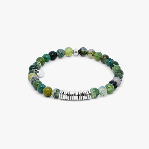 Classic Discs bracelet with moss agate and sterling silver (UK) 1