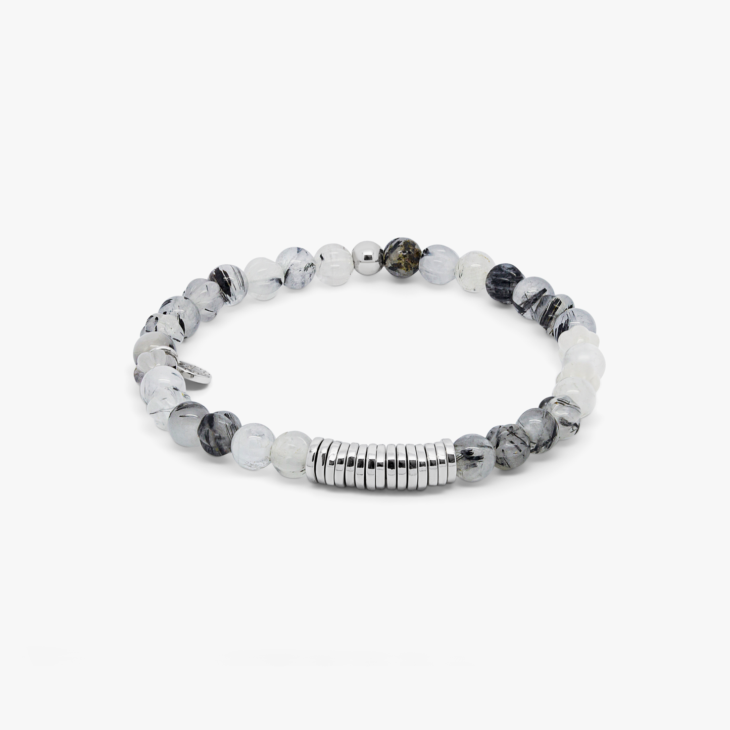 Classic Discs Beaded Bracelet With Black Rutilated Quartz