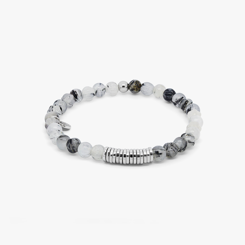 Classic Discs bracelet with black rutilated quartz and sterling silver