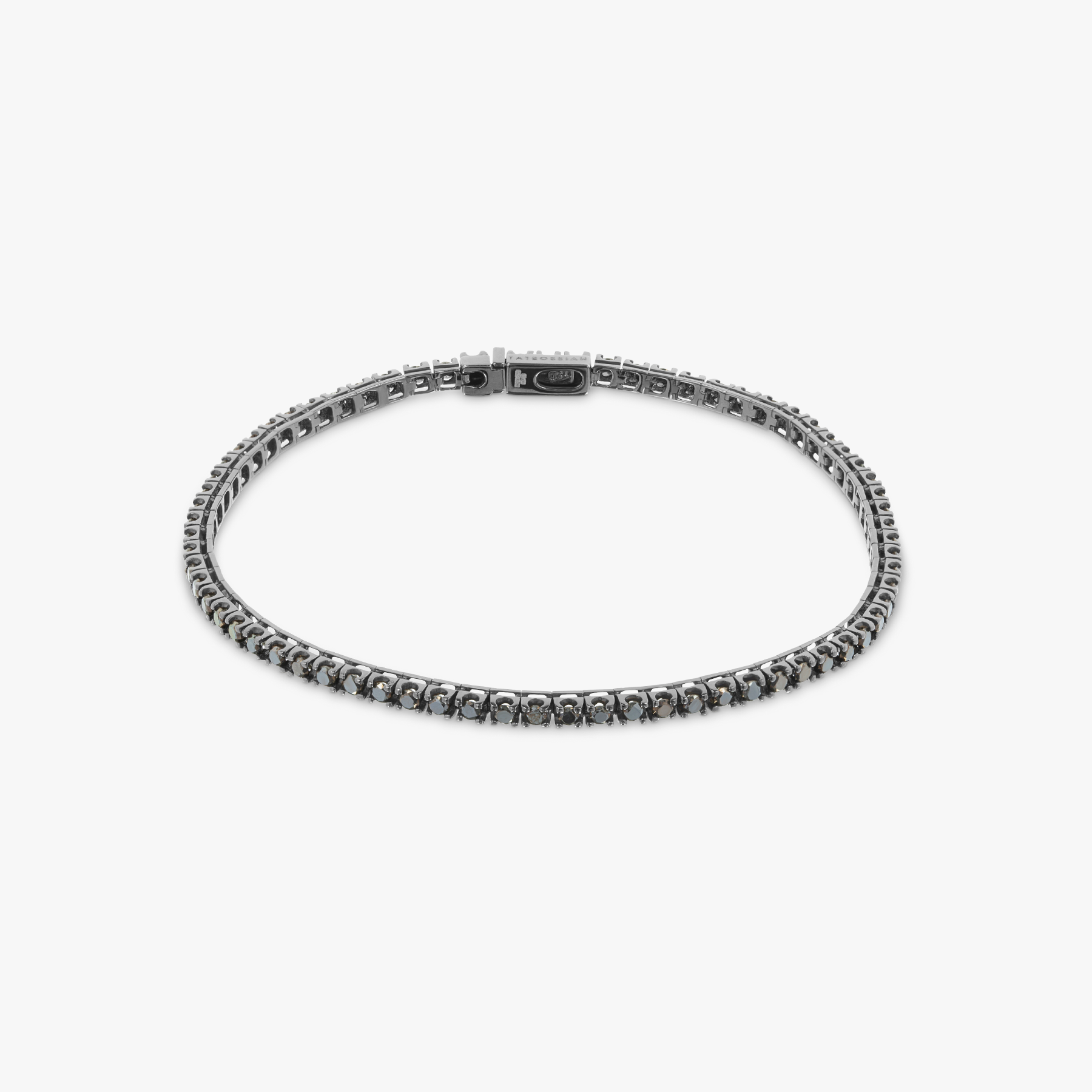 Tennis Bracelet in Black Rhodium Plated 18K White Gold with Black and Blue Diamonds