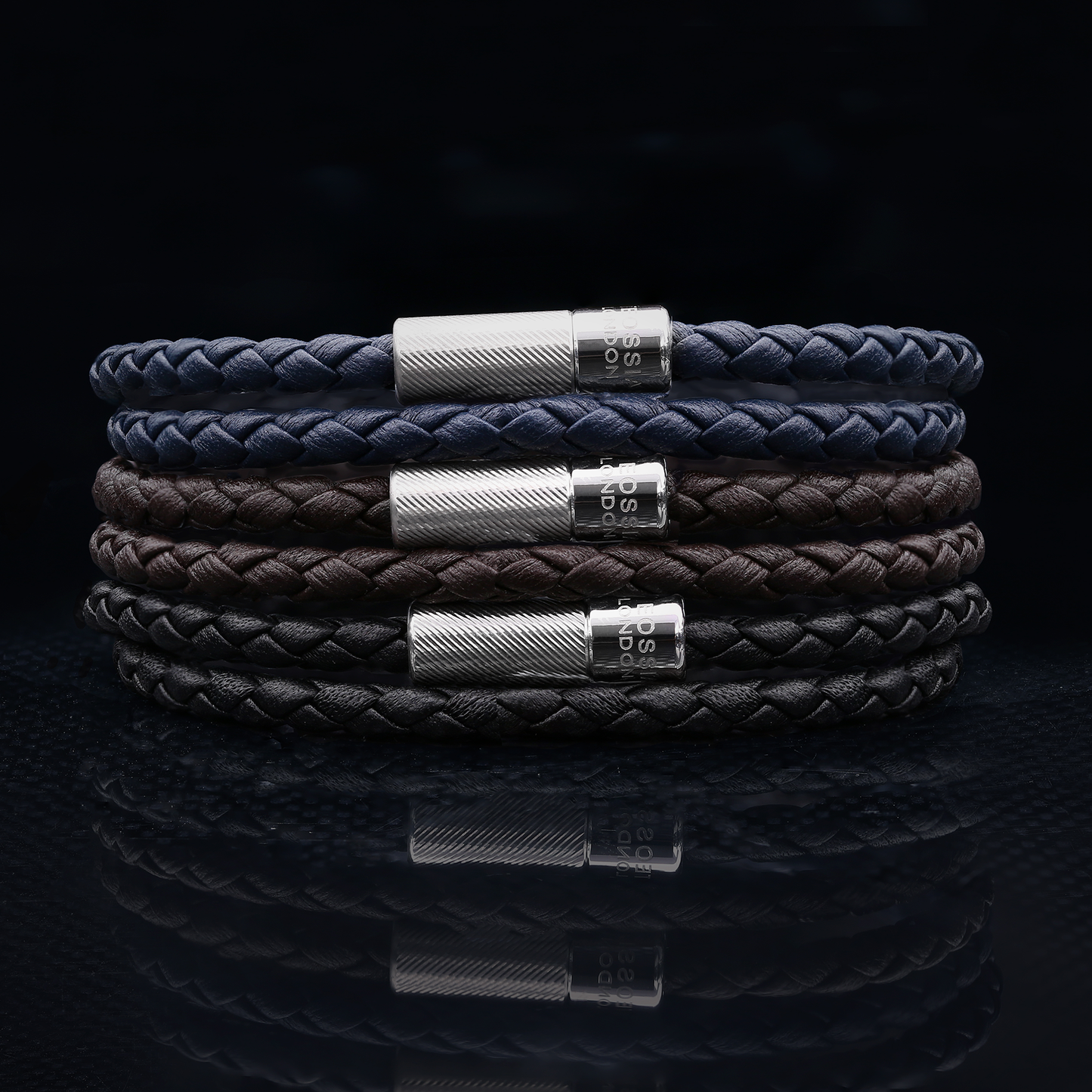 Pop Rigato Double Wrap Leather Bracelet In Black