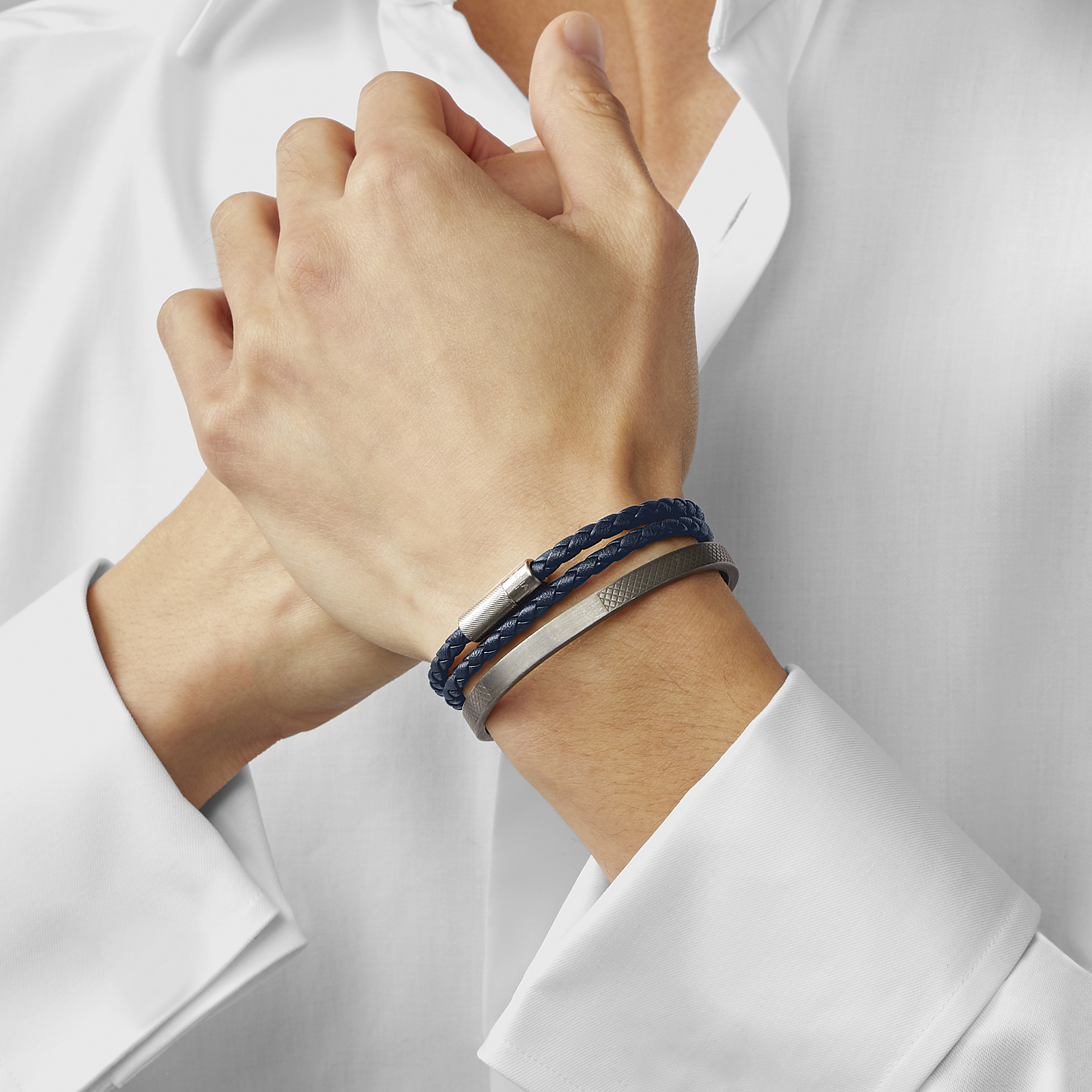 Pop Rigato Double Wrap Leather Bracelet In Navy – Tateossian Pop Rigato Double Wrap Leather Bracelet In Navy – Tateossian