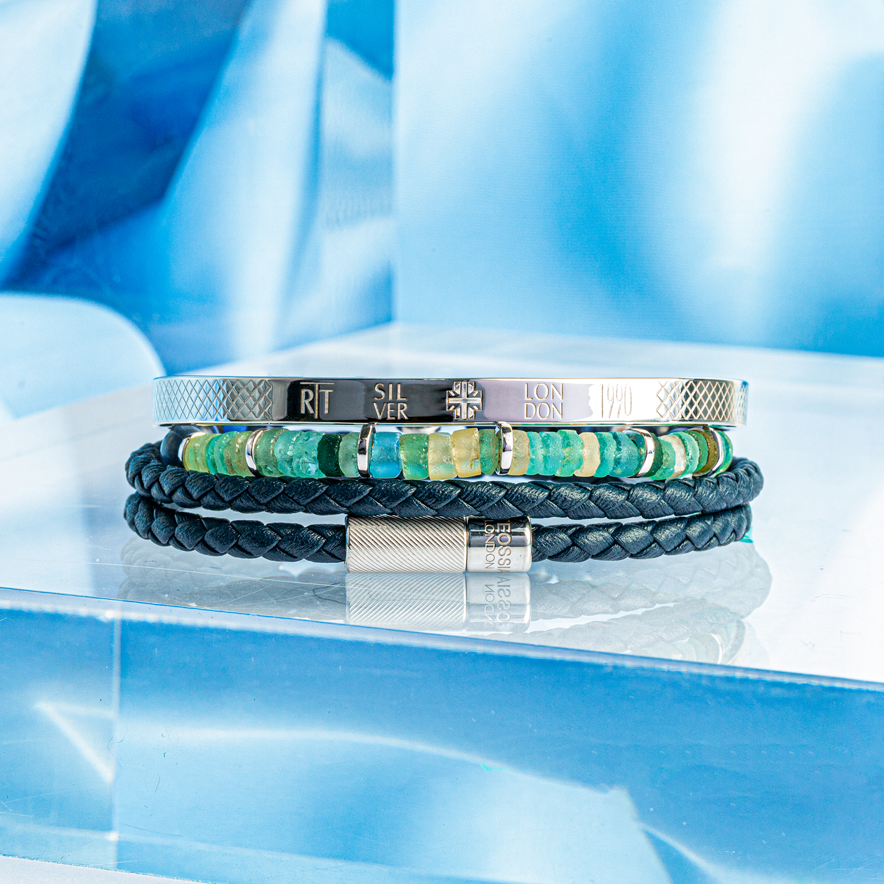 Pop Rigato Double Wrap Leather Bracelet In Navy – Tateossian Pop Rigato Double Wrap Leather Bracelet In Navy – Tateossian