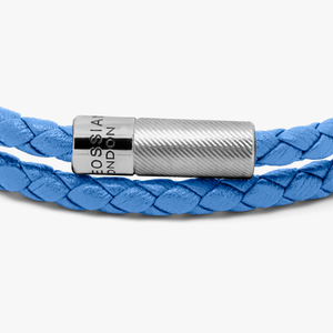 Pop Rigato bracelet in double wrap Italian sky blue leather with sterling silver (UK) 2