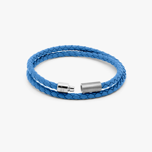 Pop Rigato bracelet in double wrap Italian sky blue leather with sterling silver (UK) 3